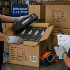 Automatic knife dealer assortment and export follow-up box